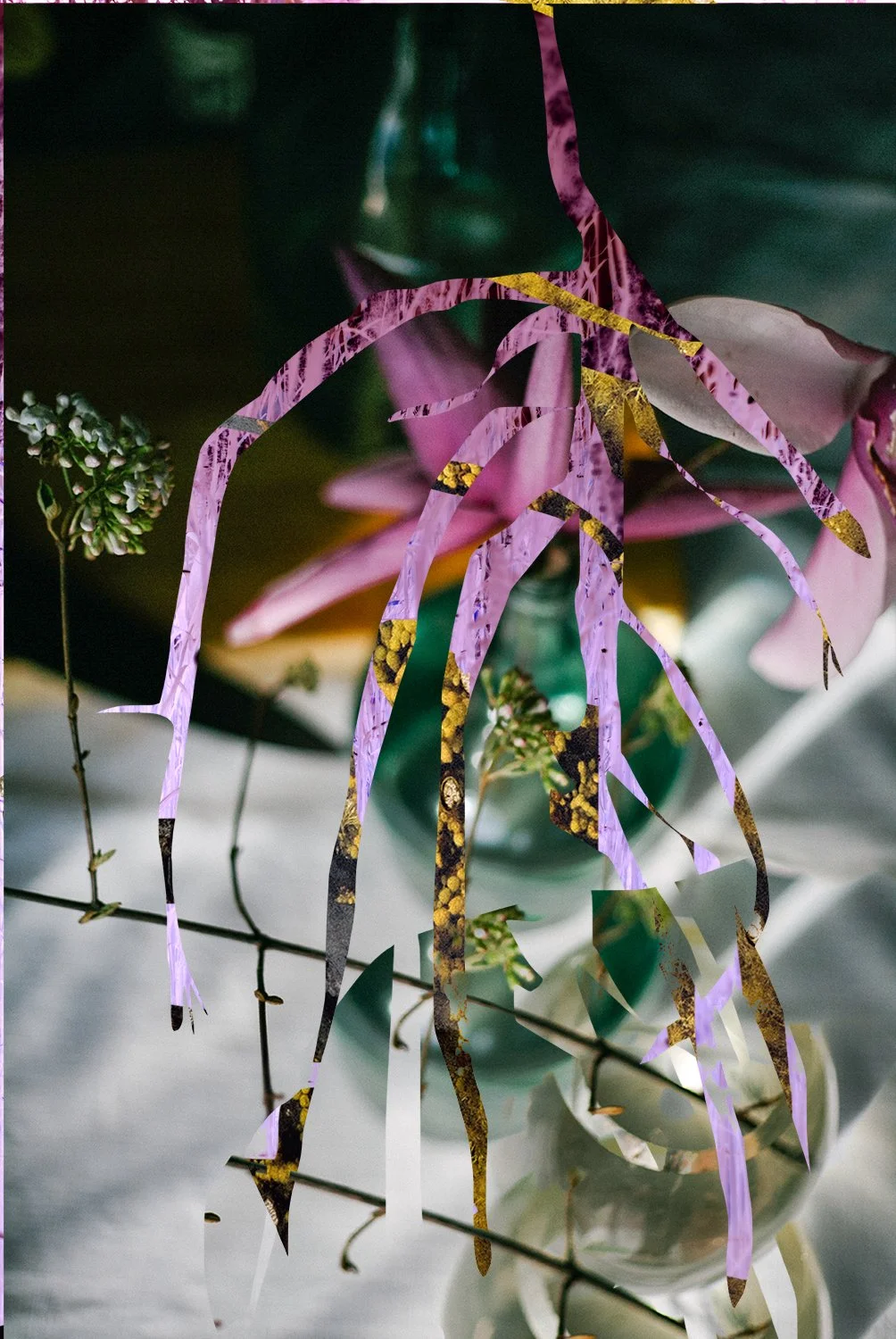 Orchid/Vase, cut inkjet prints, 13x29 inches, 2024