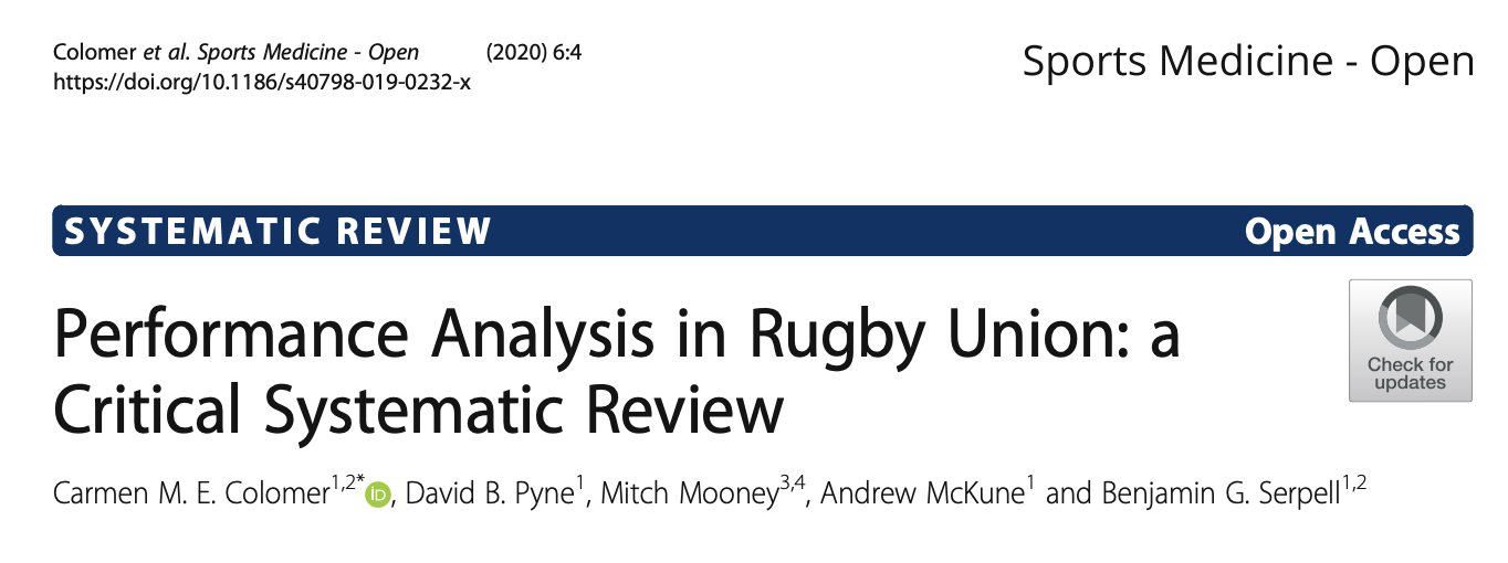 Publication - Performance Analysis in Rugby Union: a Critical Systematic Review