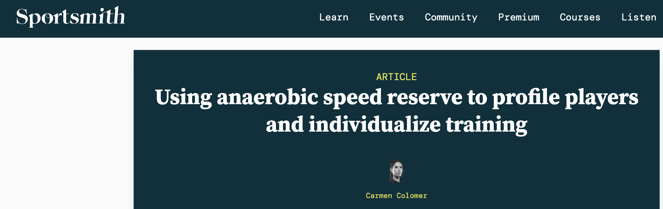 Article - Using anaerobic speed reserve to profile players and individualize training