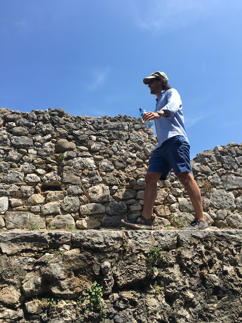 Ben, ambling along an ancient wall, thinking about design