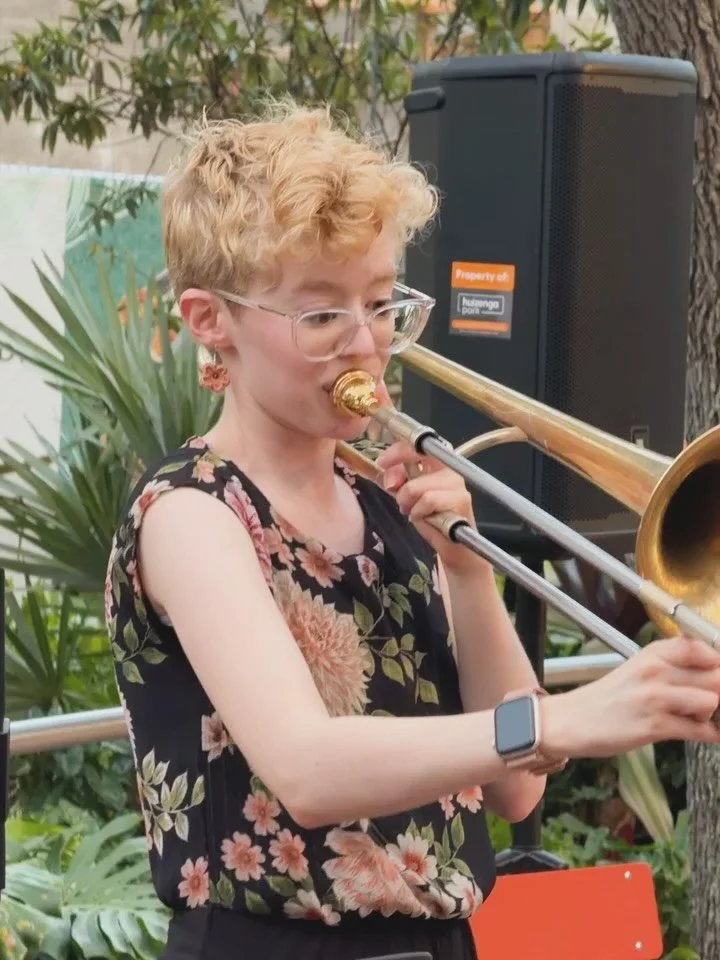From a few months ago at @wildbloompoetry 🌻

I&rsquo;m so grateful to have performed at the beautiful @huizengapark this year.

🎥 @michaelgasparimusic 

#JazzTrombone #JazzMusician #SoloTrombone