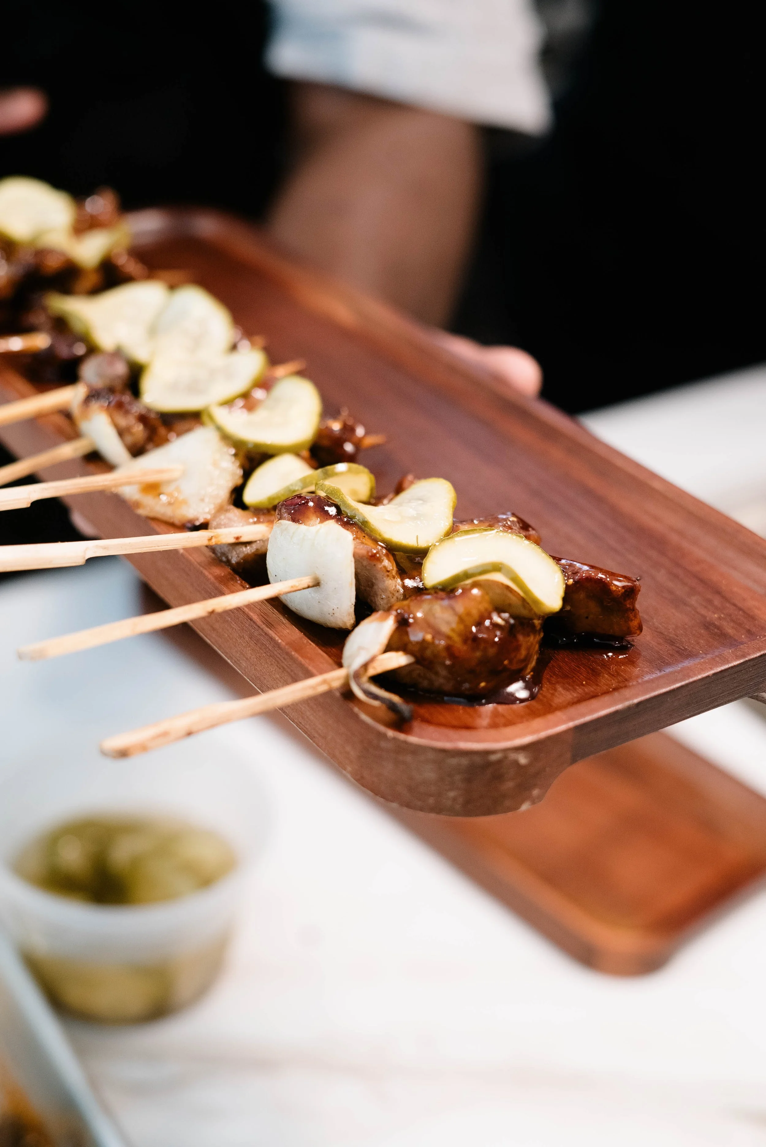 glazed pork belly skewer