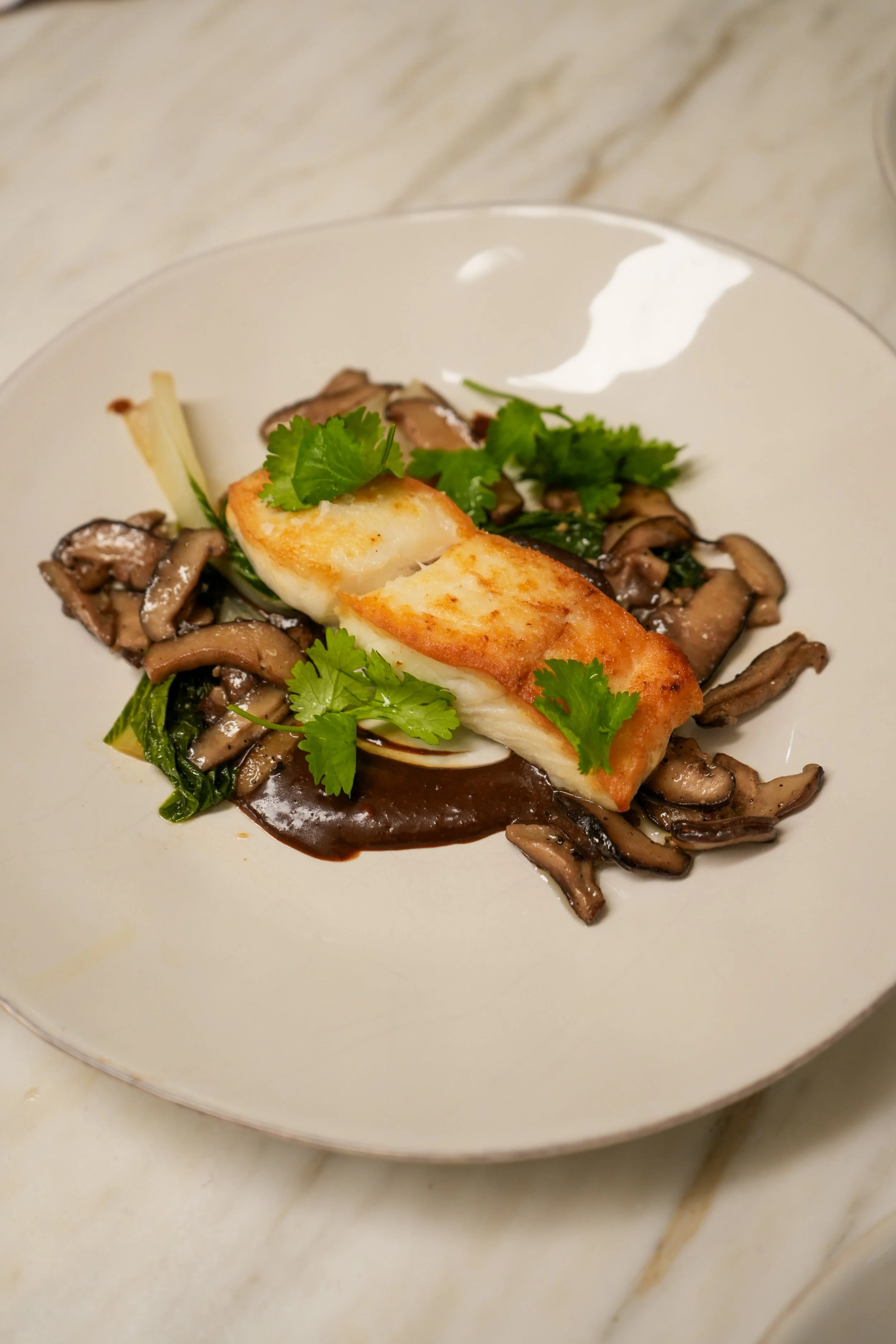 halibut with black garlic 
