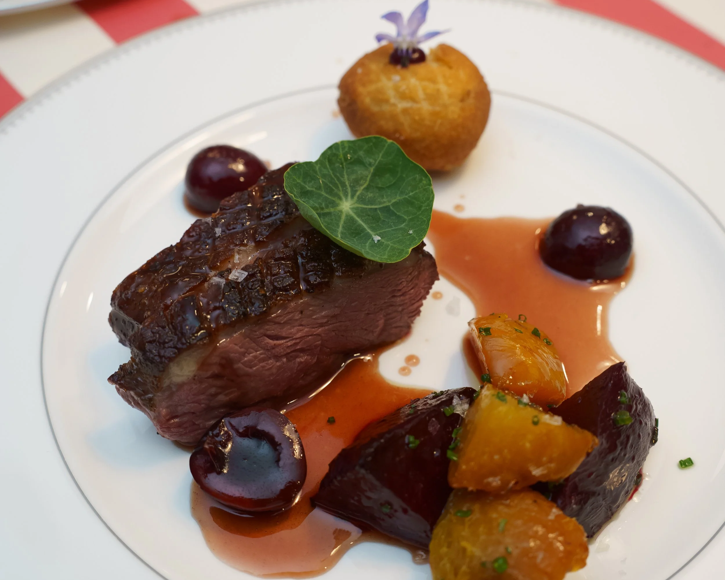 Duck and cherries 
