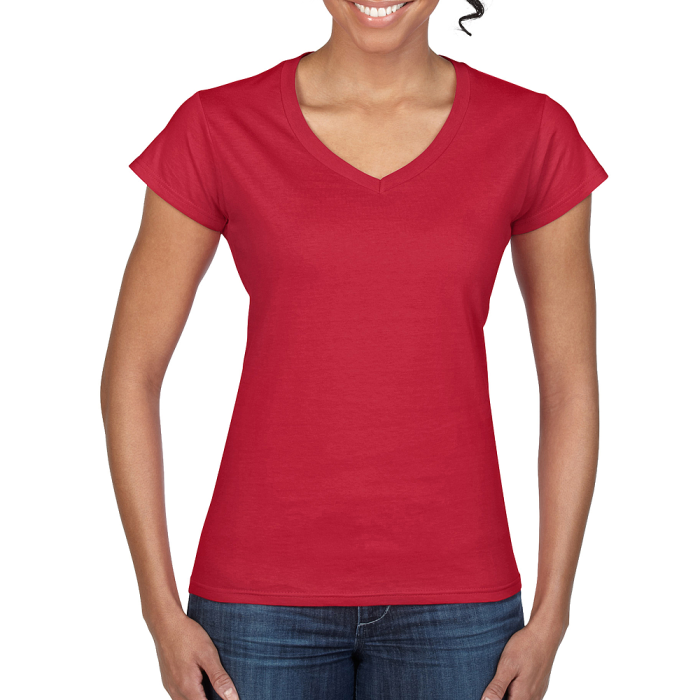 Ladies V-Neck T-Shirt Cherry Red.png