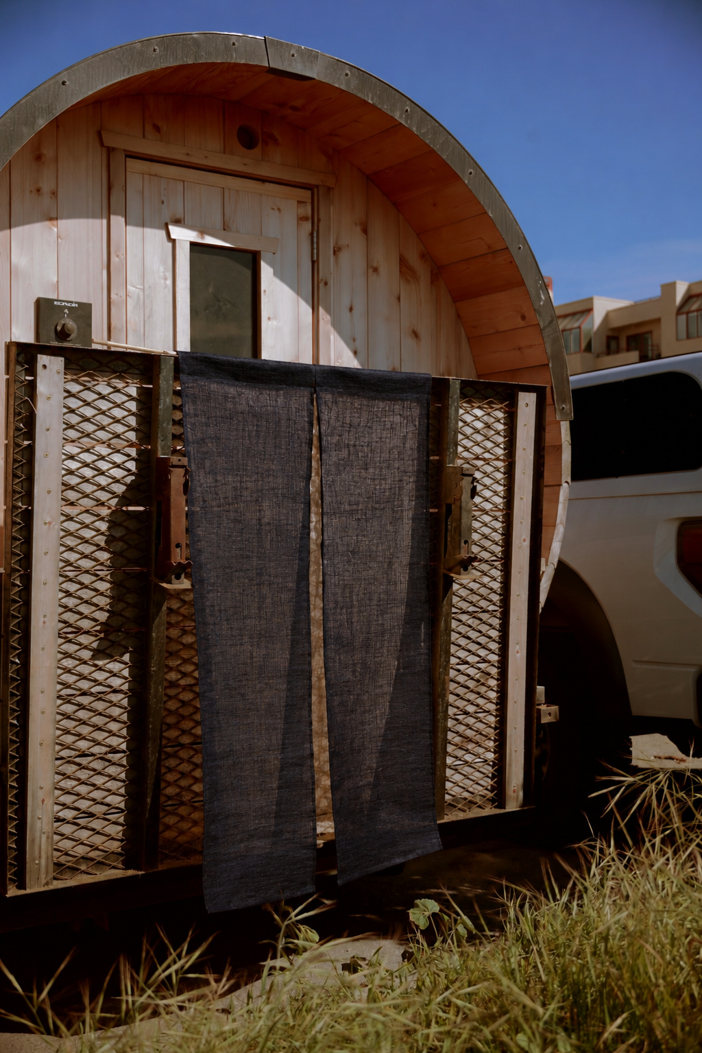 Hand-woven Ramie Noren Curtain - Plant Dyed with Gallnut