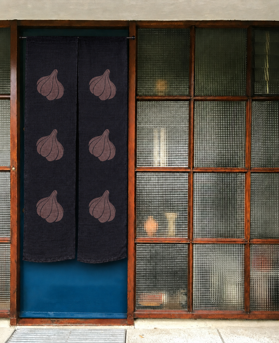 Garlic Katazome Ramie Noren Curtain