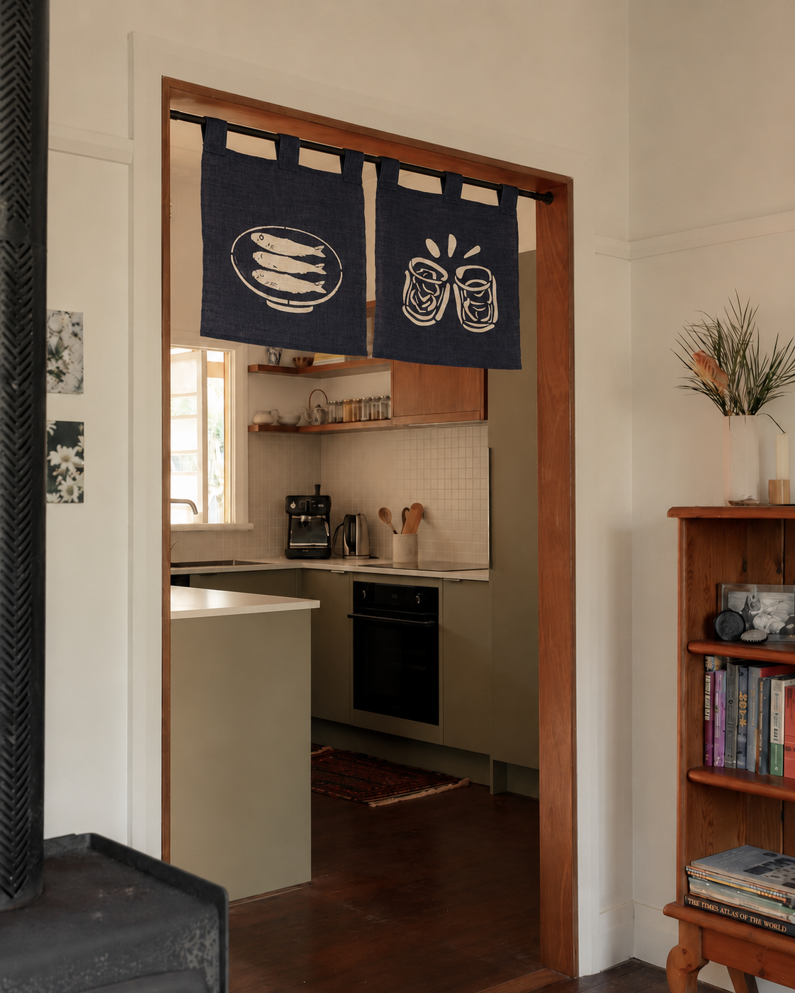 Cheers Katazome Ramie Half Noren Curtain