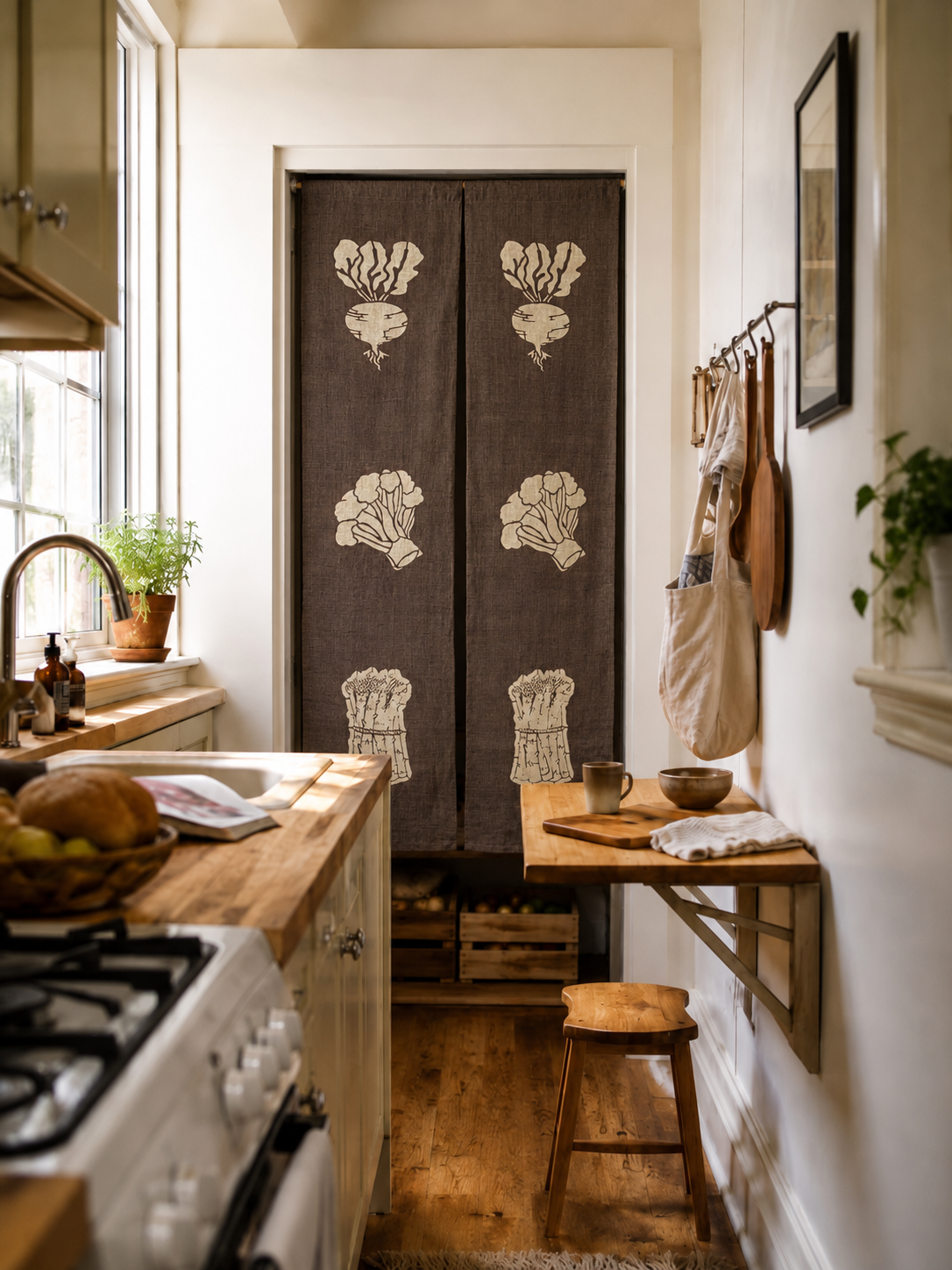 Farmstand Harvest Katazome Ramie Noren Curtain