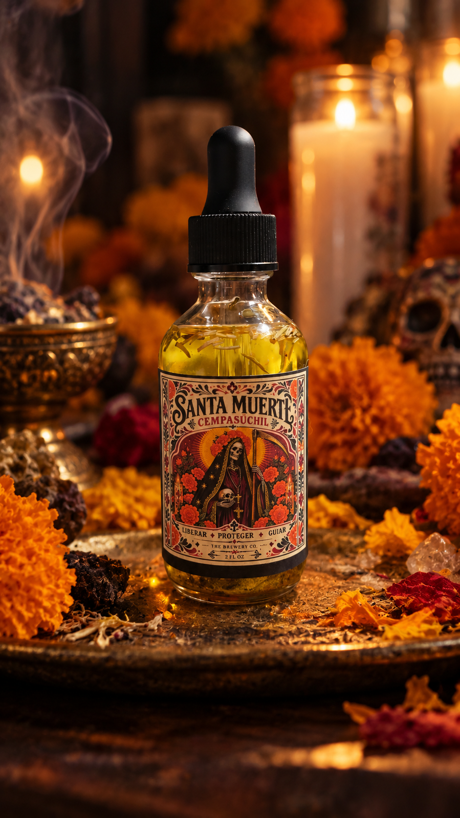 Santa Muerte Cempasúchil — Release, Protection & Guidance Ritual Oil