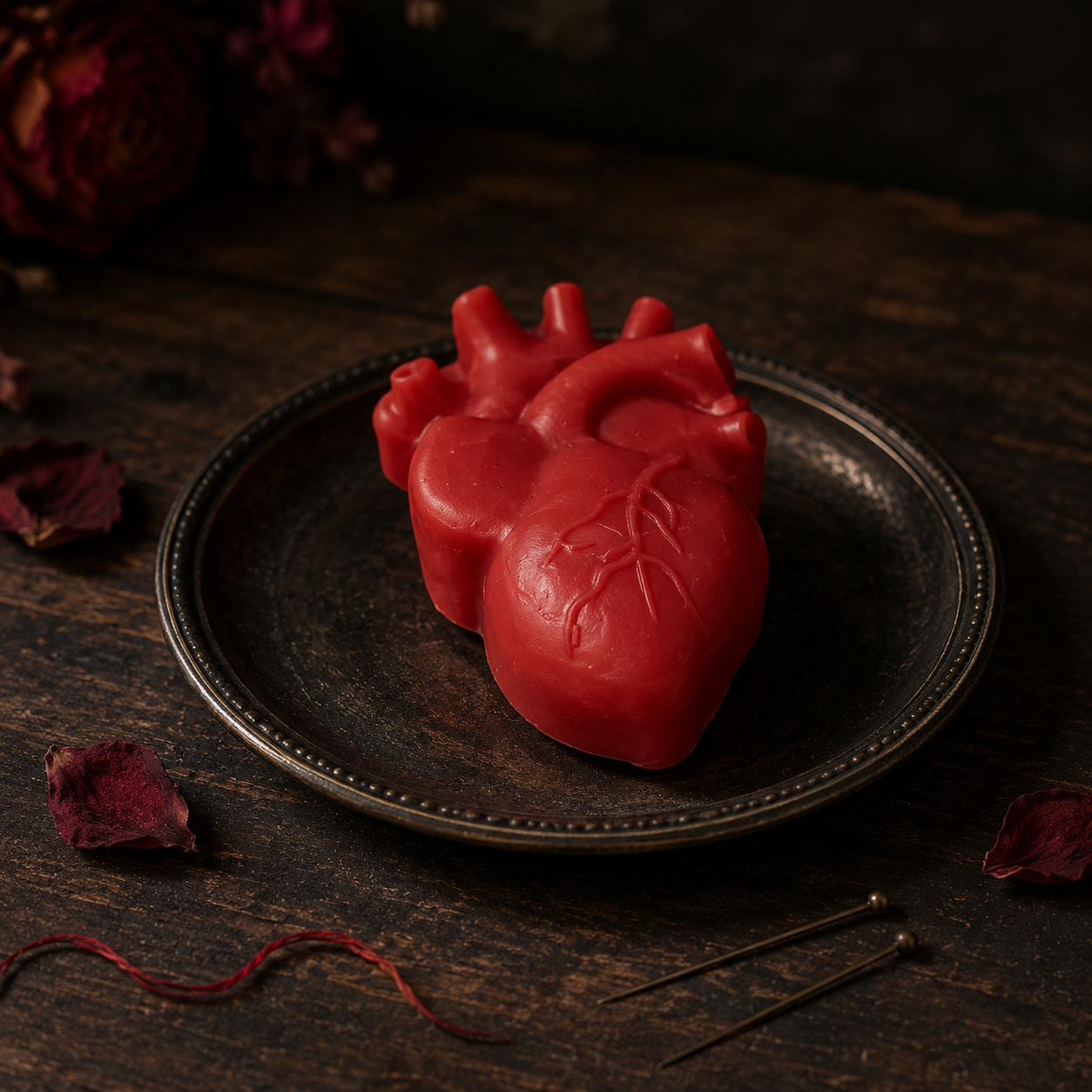 RED ANATOMICAL HEART WAX POPPET