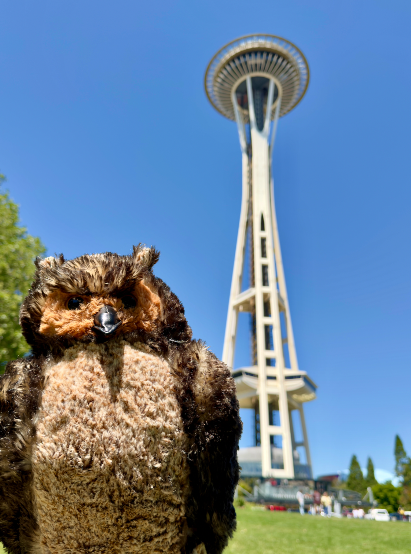 FedWise Owl mascot at the Space Needle in Seattle Washington