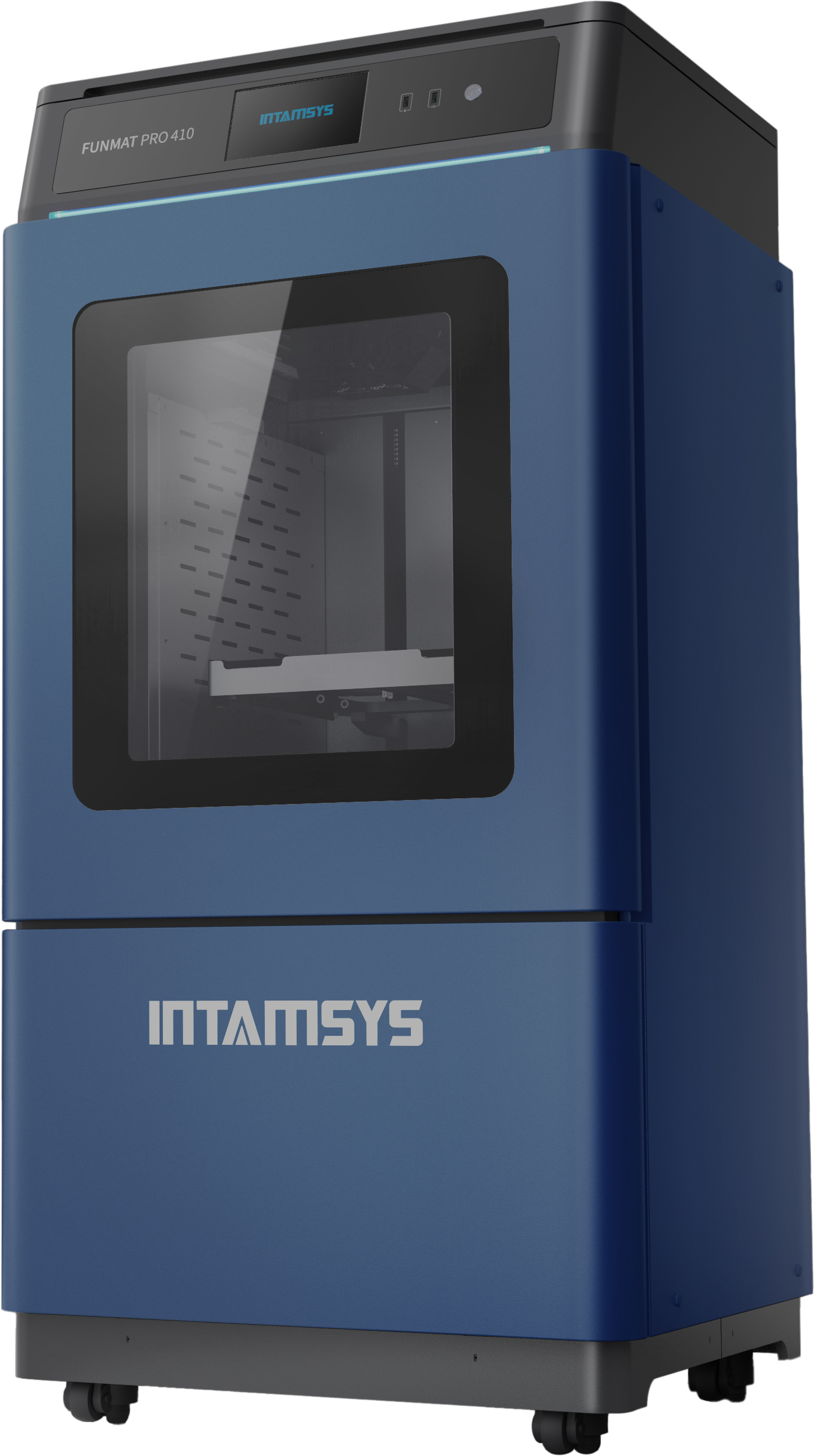 INTAMSYS FUNMAT PRO 410 FFF/FDM 3D Printer. High temperature, versatile materials, large volume for engineering materials, PEEK, PEKK, PPS, PA, PC, ABS, etc.