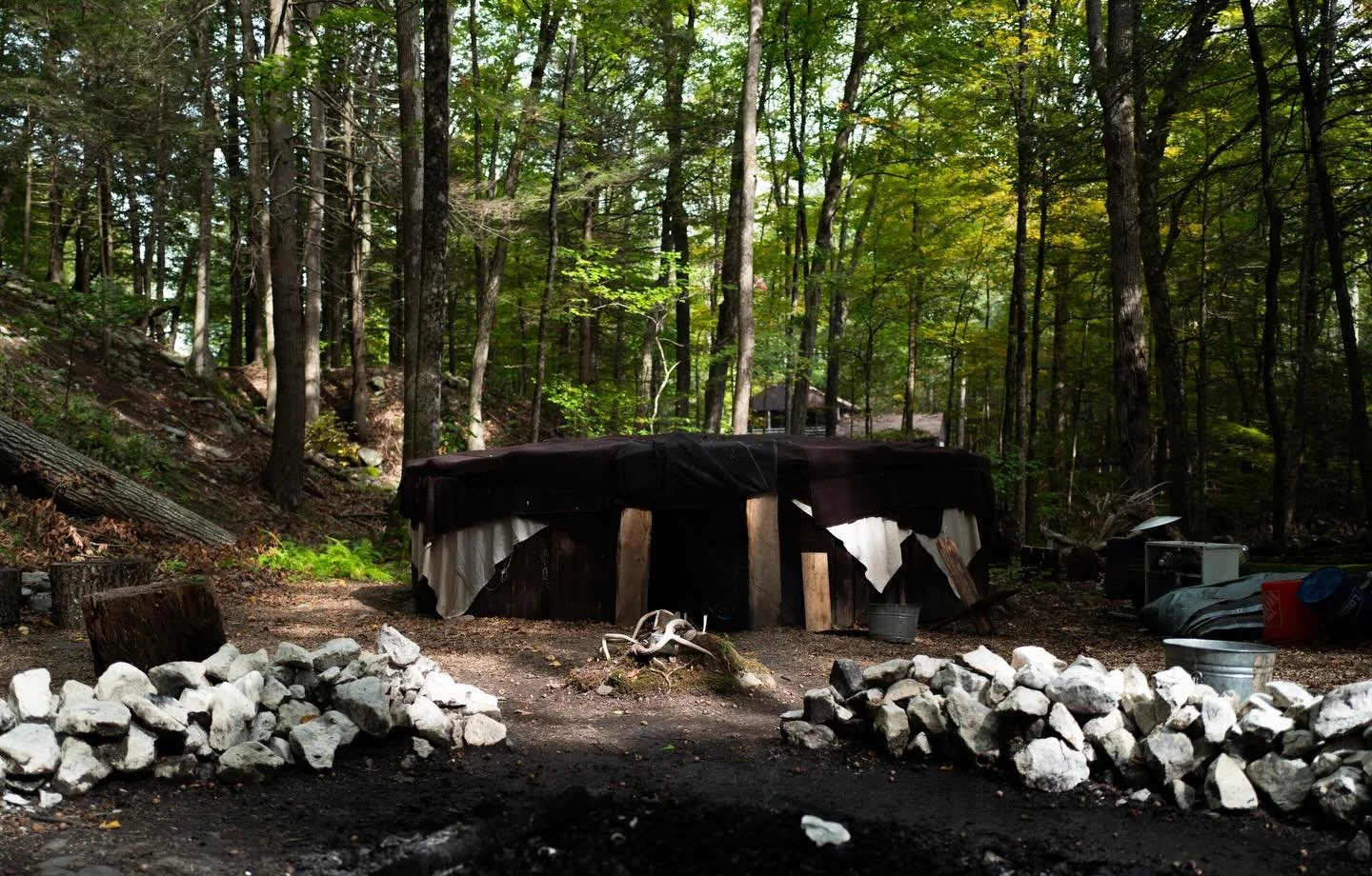 The sweat lodge has quietly become a cornerstone of our time together at The Thyme.

Tim @adventurerecovery claimed the sacred location alongside the ravine, after months of walking the land and listening for the place that holds such power. The lodg