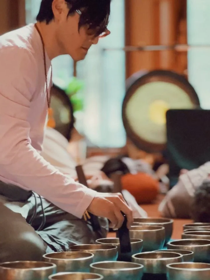 Traditional Himalayan singing bowls, like the ones we have up at the Thyme, are ancient metal instruments from the Himalayan region, long used in meditation and ceremonial practices. When played, they produce deep, resonant tones rich in harmonics th