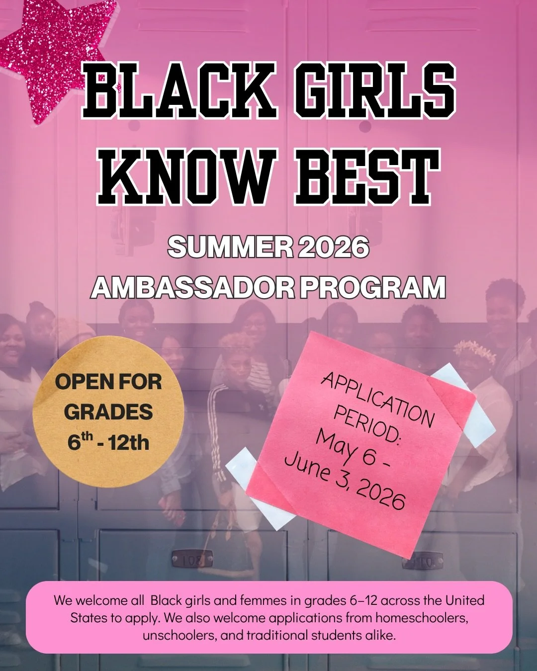 The BGKB Ambassadors Program is a national educational and cultural leadership experience for Black girls and gender-expansive youth in grades 6-12. 

Our Ambassadors explore critical topics in Black girlhood while building skills in research, advoca
