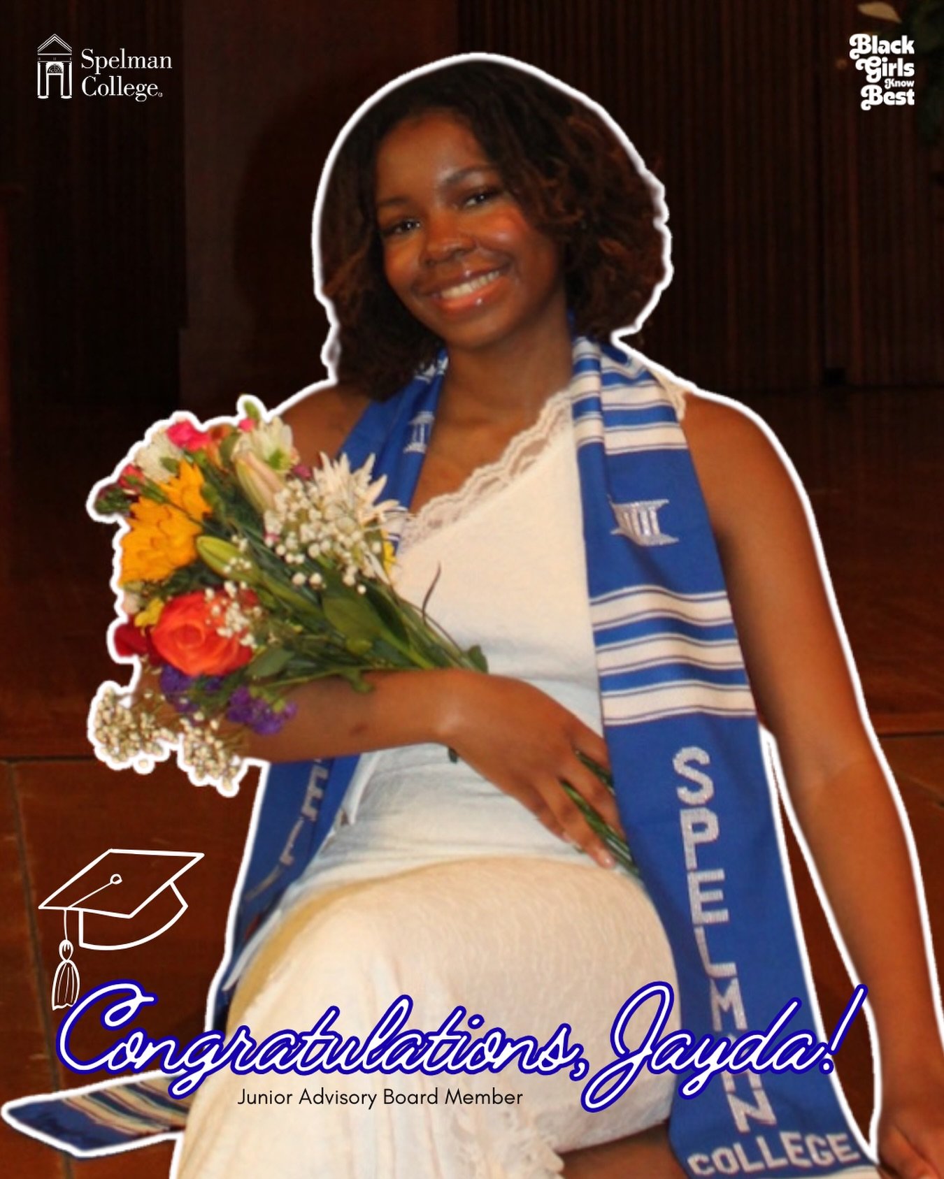 Congratulations to our dearest, Jayda Hendrickson 🩵

Jayda is a graduate of Spelman College where she earned her
B.A. in International Studies, Summa Cum Laude with Honors and High Distinction. She is also a member of Phi Beta Kappa Honor Society. 
