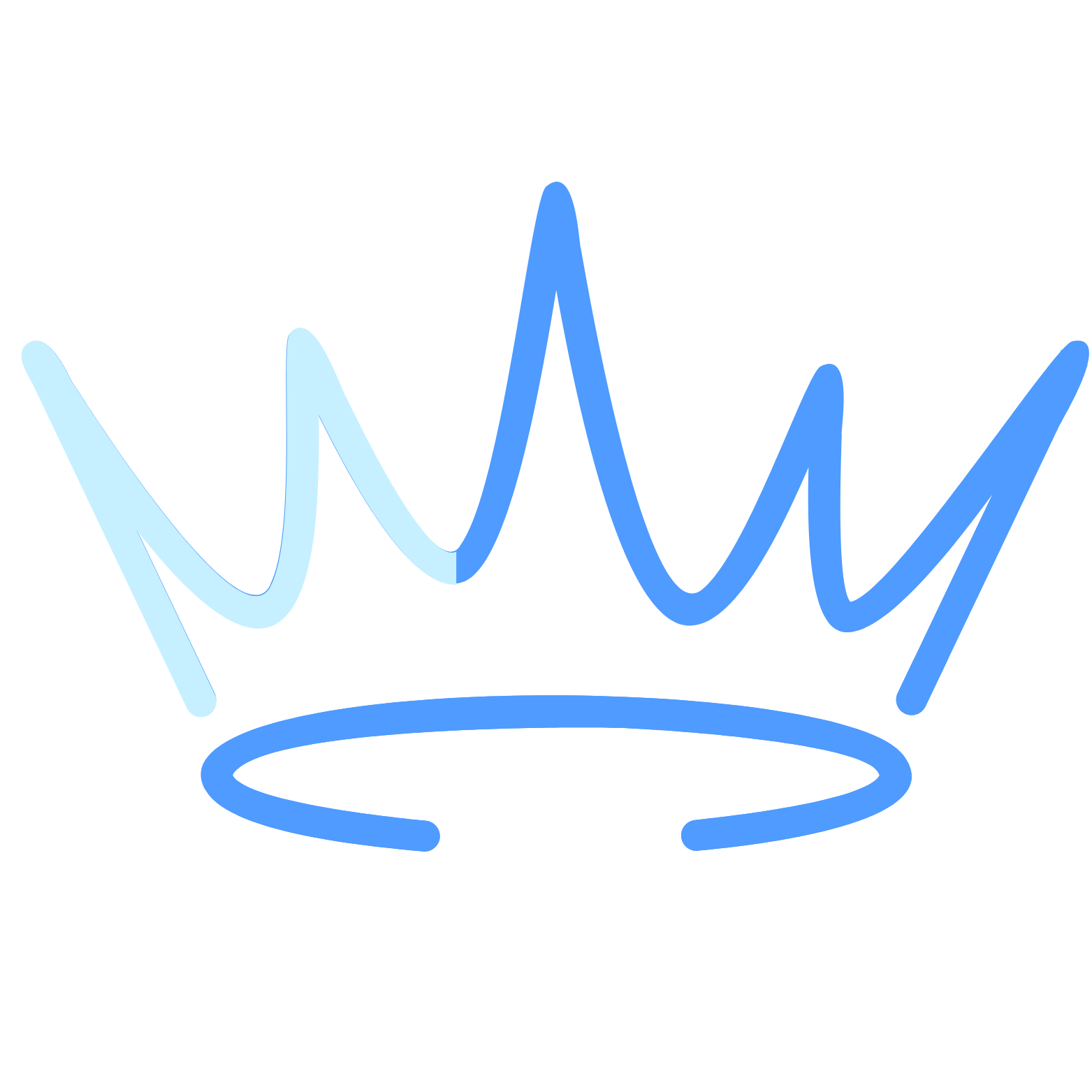 Stylized blue neon crown with a circular base and pointed spikes on top.
