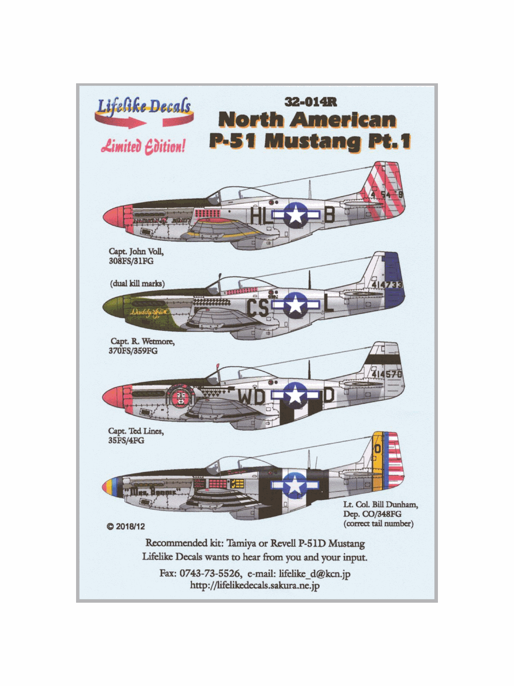 LLD32-014R 1:32 North American P-51 Mustang Pt. 1
