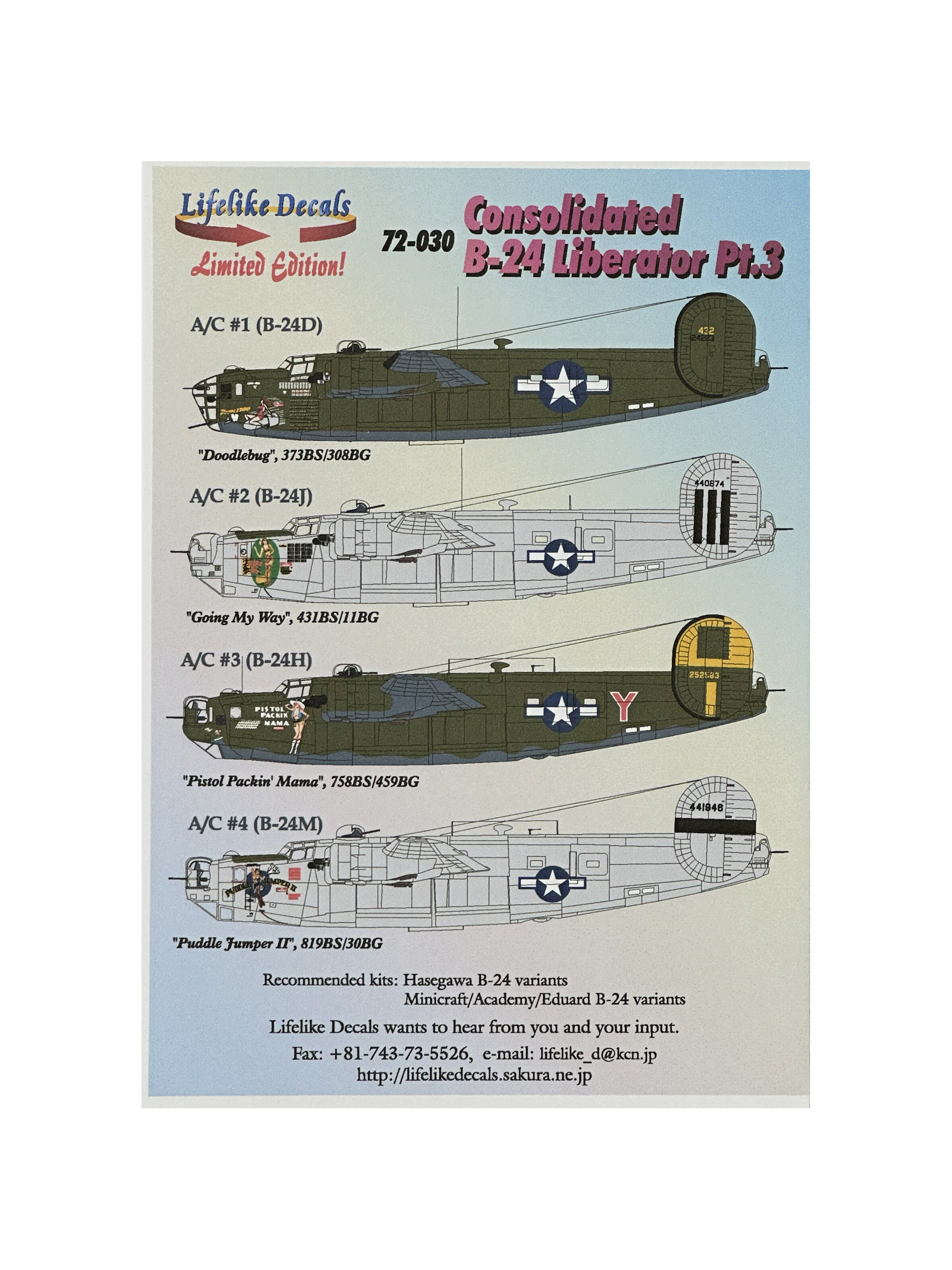 LLD72-030 1:72 Consolidated B-24 Liberator Pt.3