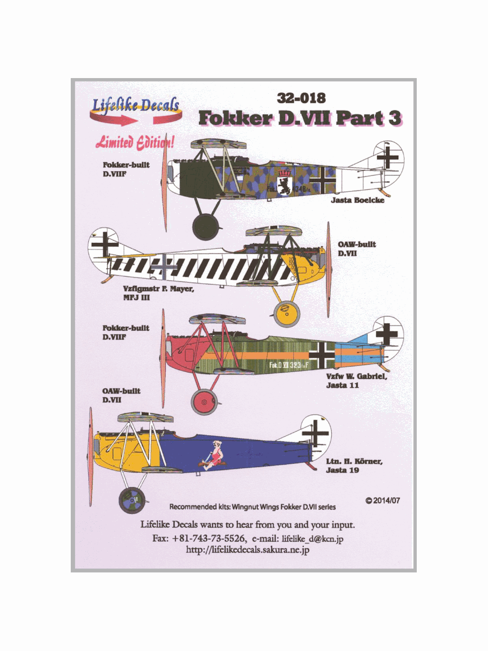 LLD32-018 1:32 Fokker D.VII Pt. 3