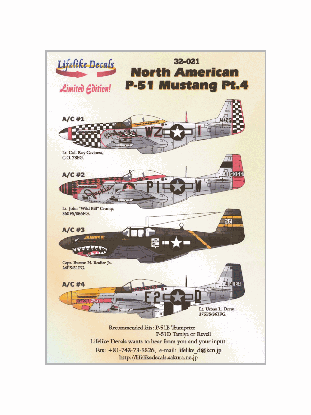 LLD32-021 1:32 NA P-51B/D Mustang Pt. 4