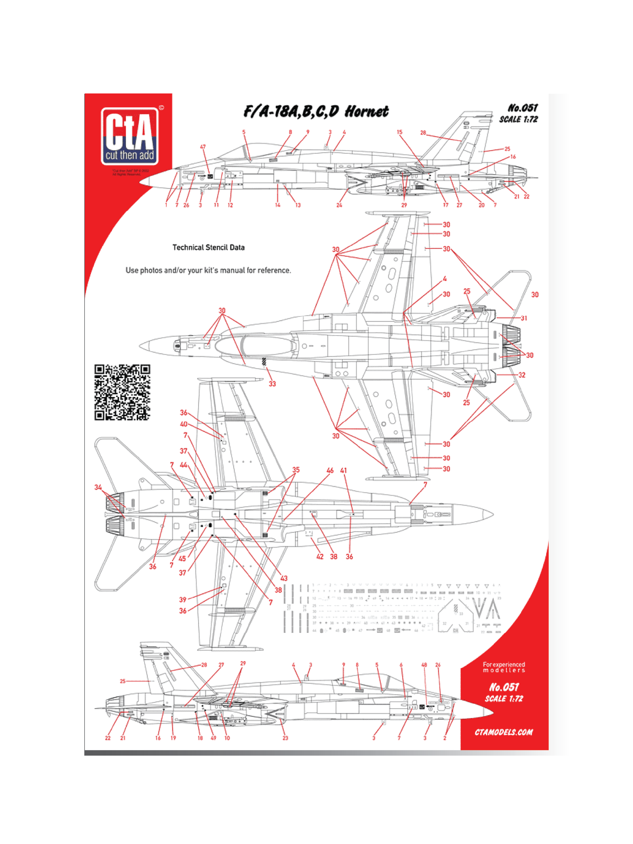 CTA-051 1:72 F/A-18A/B/C/D - Stencils Data