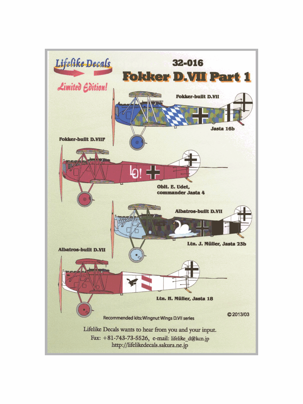 LLD32-016 1:32 Fokker D.VII Pt. 1