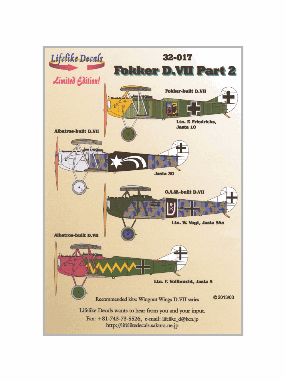 LLD32-017 1:32 Fokker D.VII Pt. 2