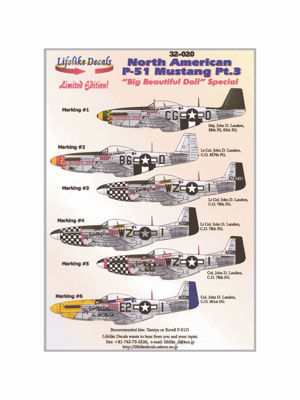 LLD32-020 1:32 NA P-51D Mustang Pt. 3 "Big Beautiful Doll"