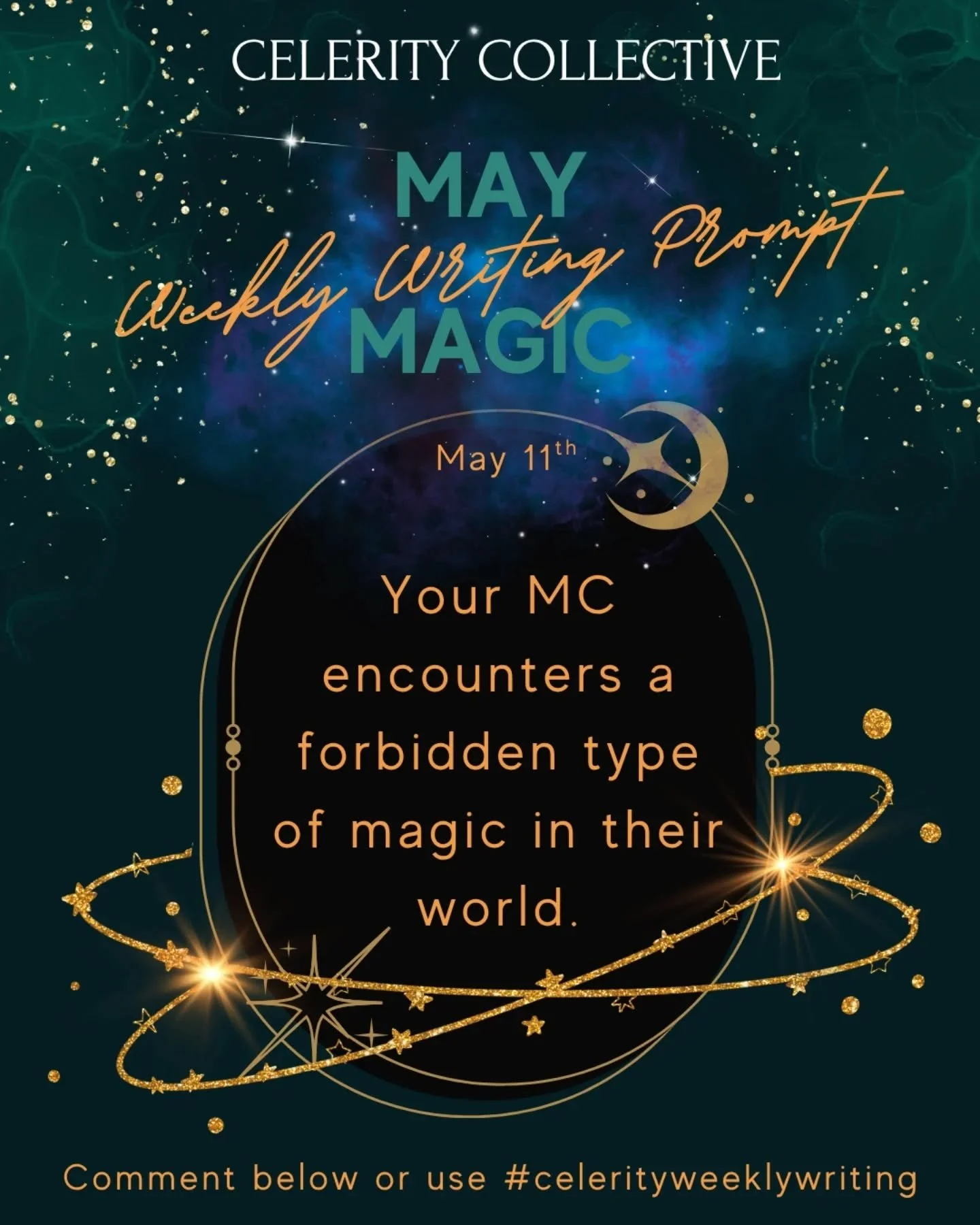 New week, new #celerityweeklywriting prompt!✒️

This month&rsquo;s theme - ✨May Magic✨

💥The weekly prompt: Your MC encounters a forbidden type of magic in their world.

💻Share or comment below so we can see your lovely responses!

#writingprompt #