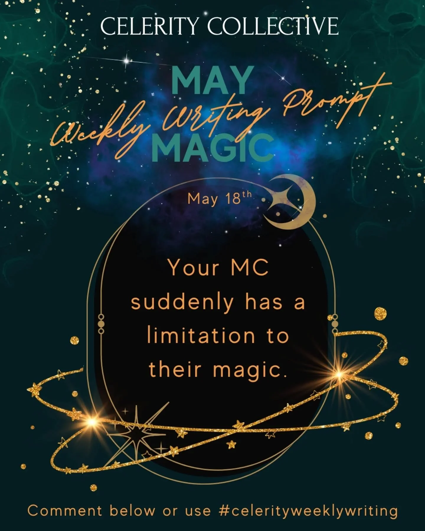 New week, new #celerityweeklywriting prompt!✒️

This month&rsquo;s theme - ✨May Magic✨

💥The weekly prompt: Your MC suddenly has a limitation to their magic.

💻Share or comment below so we can see your lovely responses!

#writingprompt #writercommu