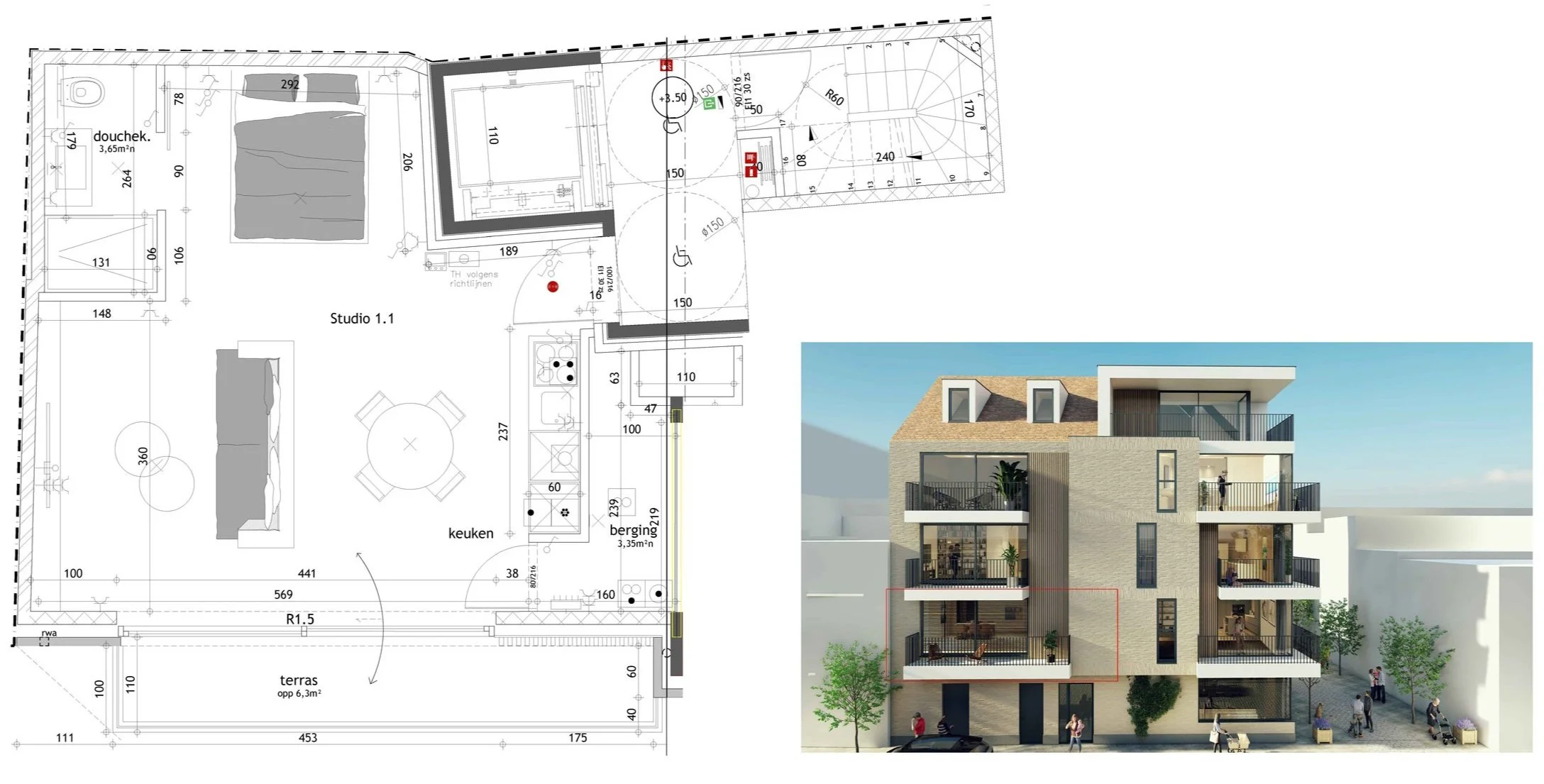 Plattegrond nieuwbouw appartement X-Corner Oostende