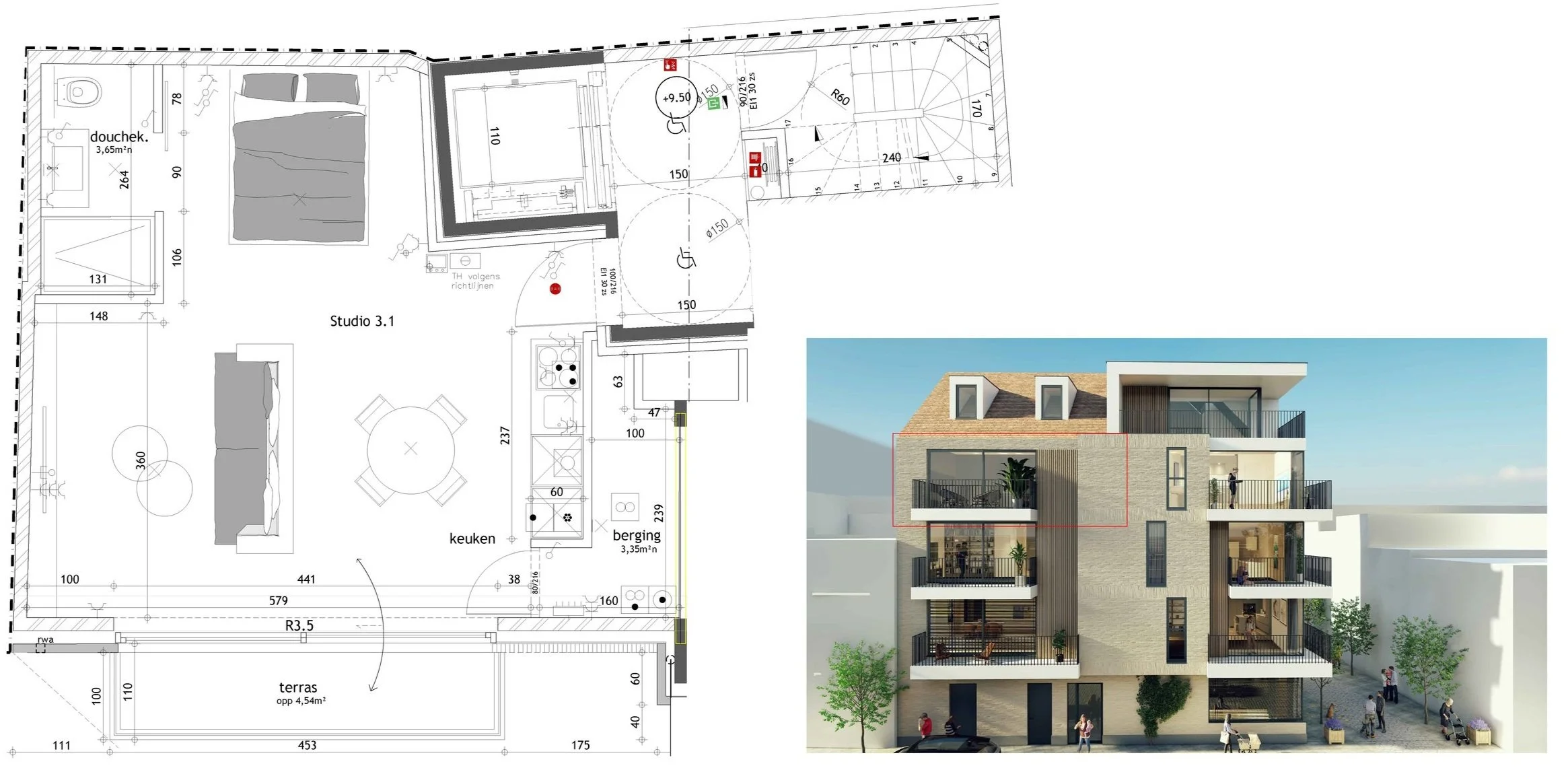 Plattegrond nieuwbouw appartement X-Corner Oostende