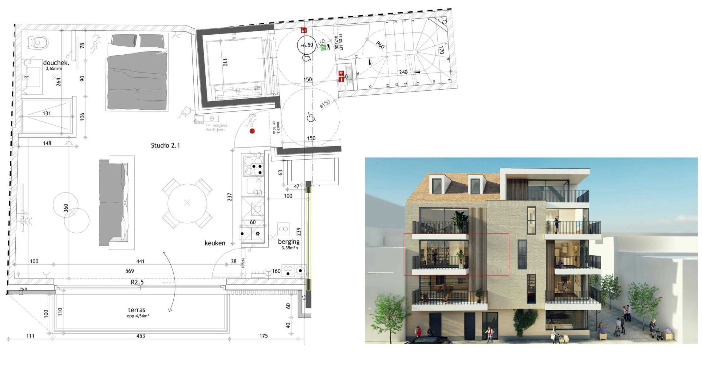 Plattegrond nieuwbouw appartement X-Corner Oostende