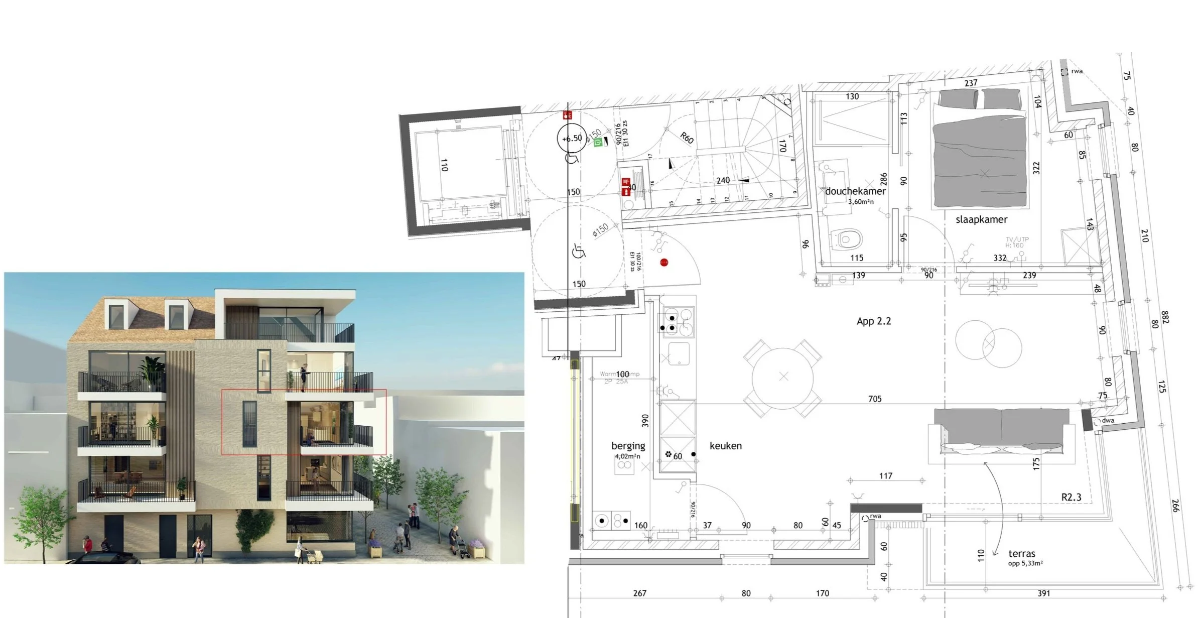 Plattegrond nieuwbouw appartement X-Corner Oostende