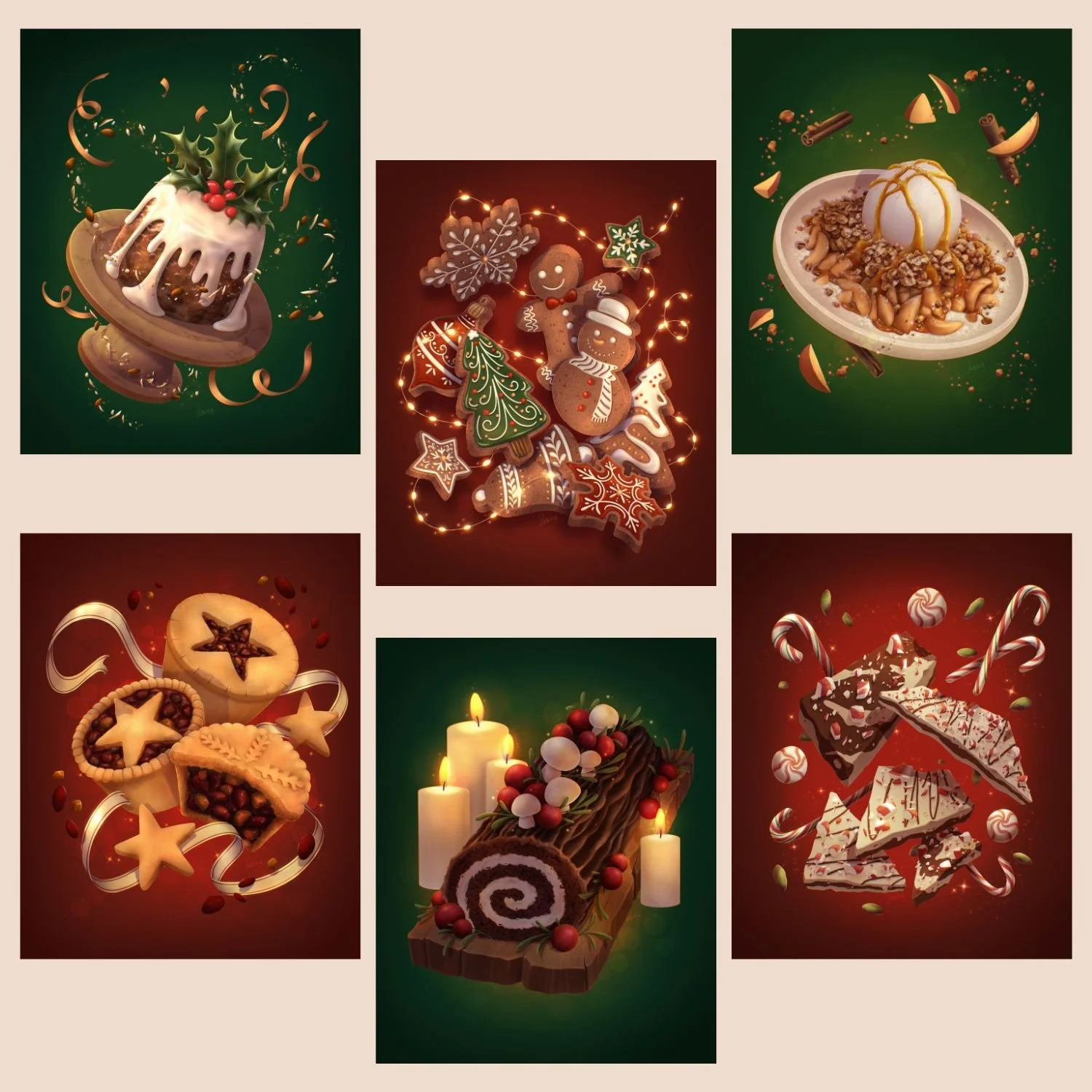 Festive Treats — 7 Food Illustrations & Cookbook Concept (Click for more)