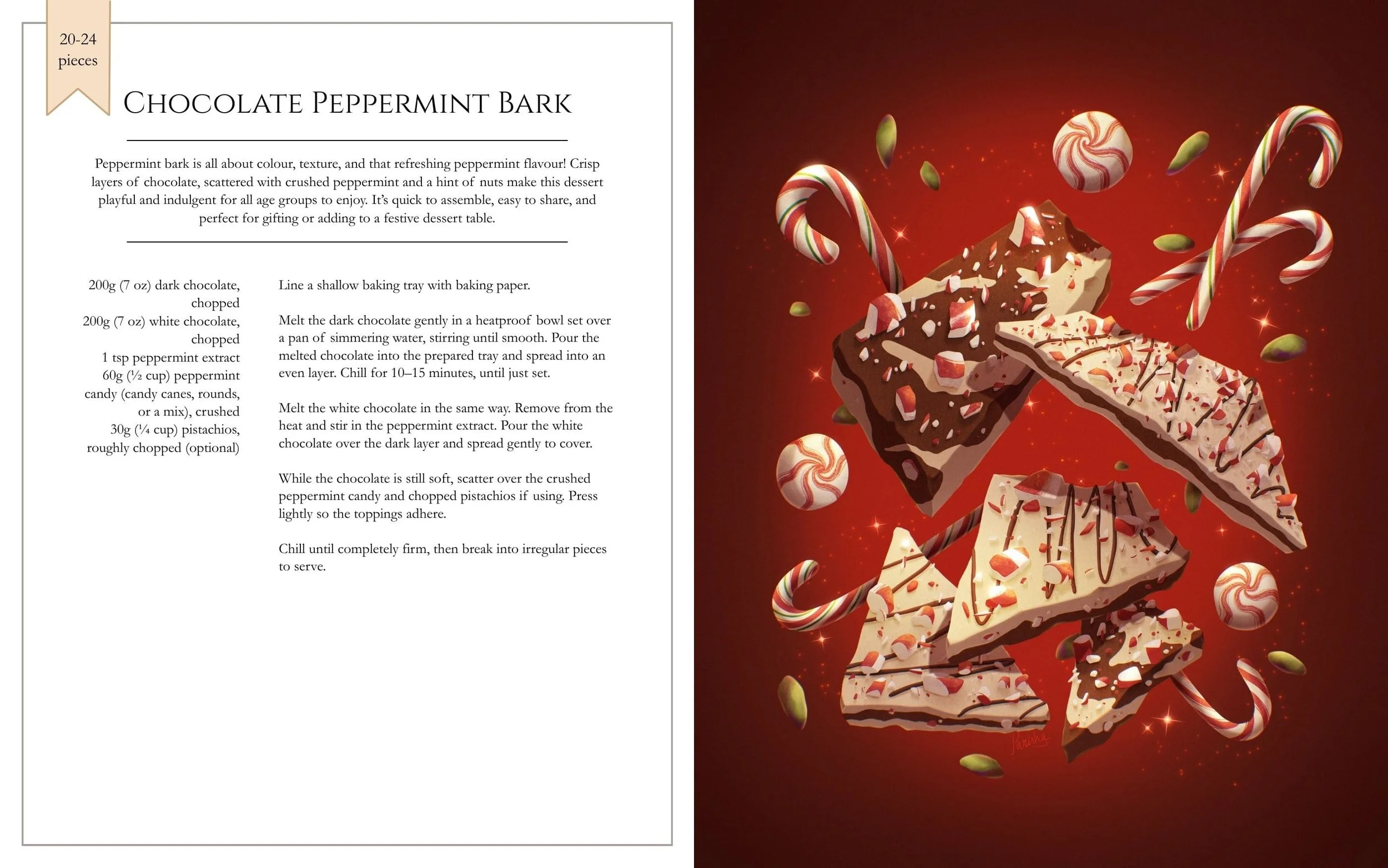 Chocolate Peppermint Bark (Cookbook concept spread)