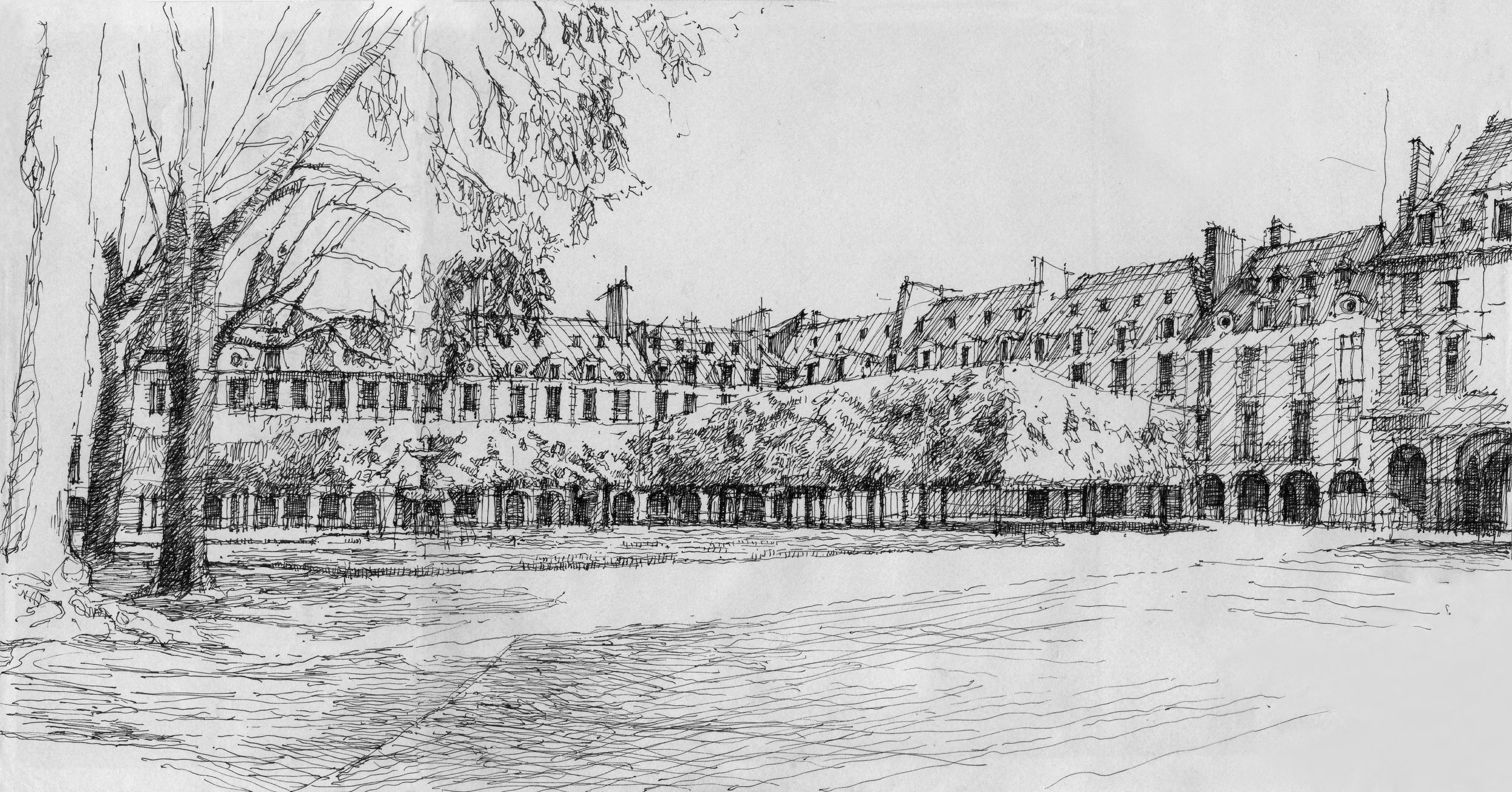 Place des Vosges - Paris, 2020
Feutre sur papier
16,5 x 33,5 cm