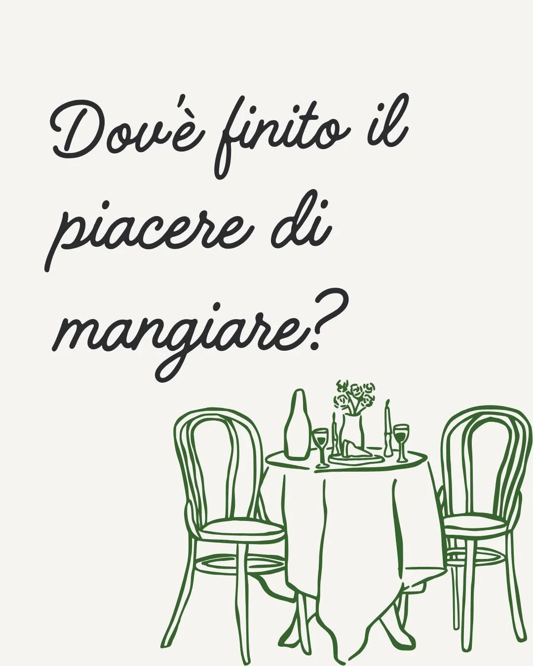 Dov&rsquo;&egrave; finito il piacere di mangiare?

Spesso il cibo non &egrave; pi&ugrave; una scelta libera ma una serie di regole da seguire.
Non ci chiediamo pi&ugrave; &ldquo;cosa mi va?&rdquo;, ma &ldquo;cosa dovrei mangiare per non sbagliare?&rd