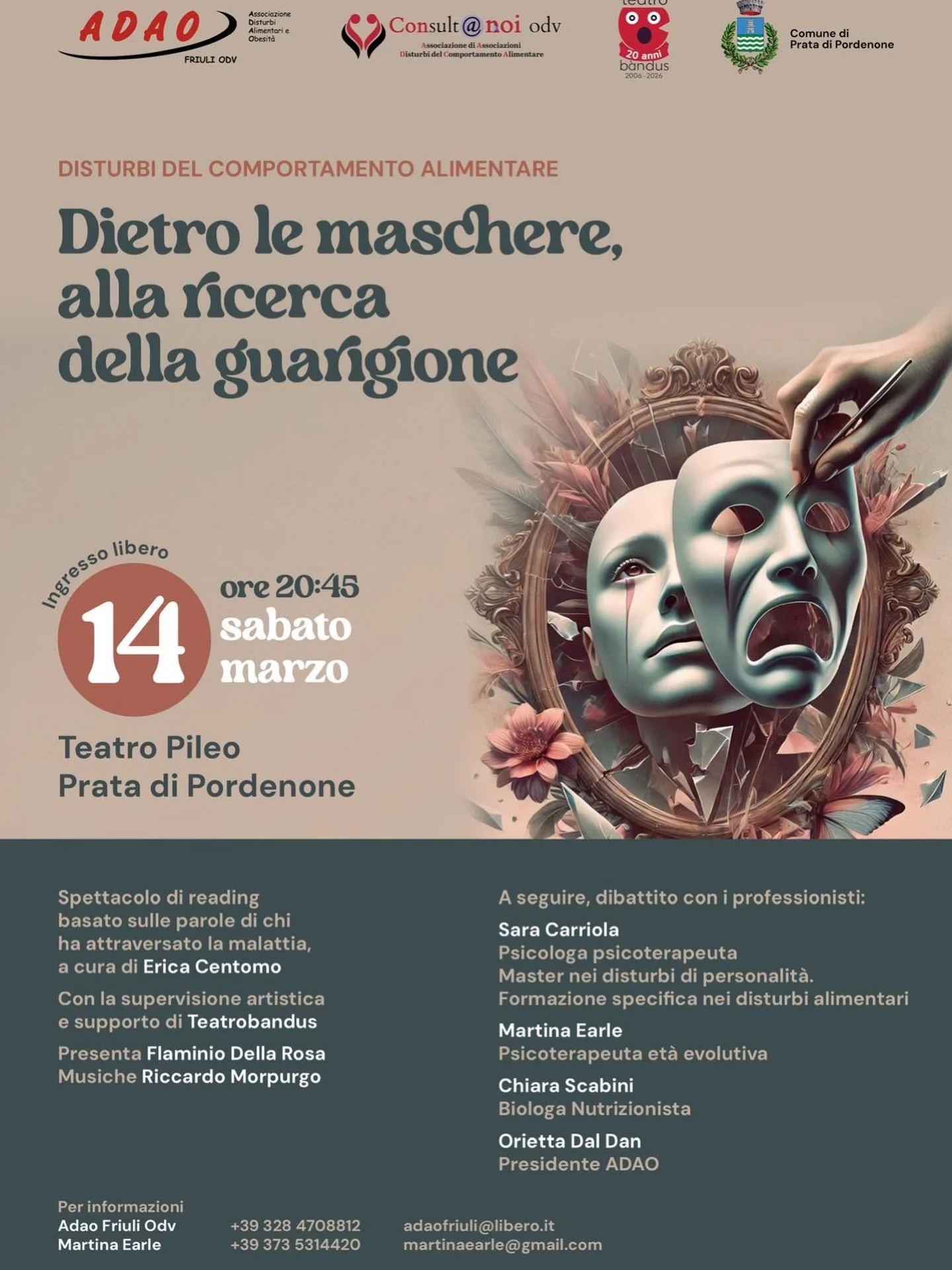 Molti disturbi alimentari imparano a nascondersi molto bene.
A volte dietro un&rsquo;apparente normalit&agrave;. A volte dietro il controllo, la disciplina, il &ldquo;sto bene&rdquo;.

In questo evento saranno le parole di chi li ha attraversati a pa