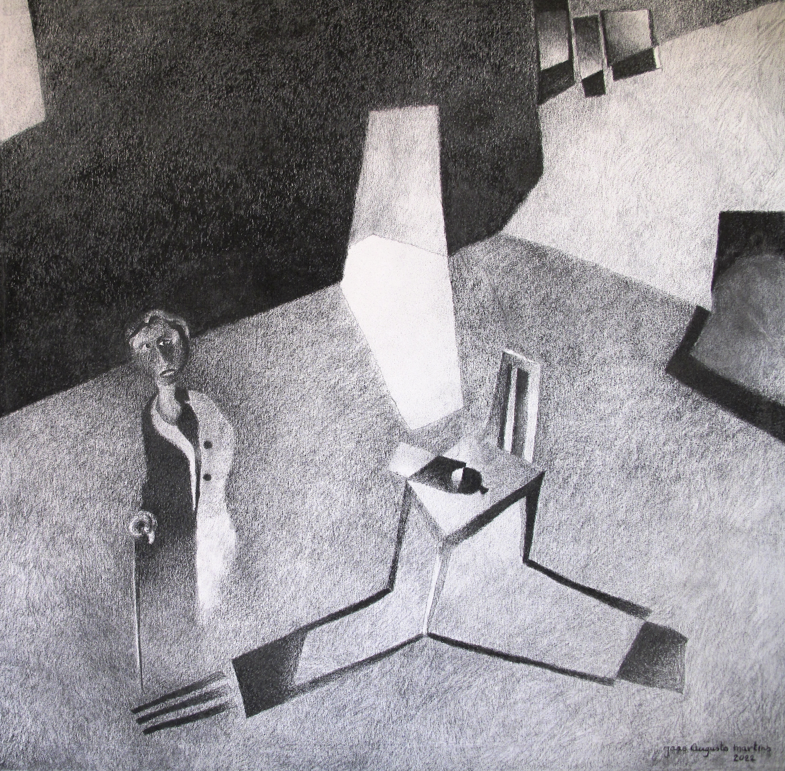 bienal de Gaia 2023, carvão sobre tela, 100x100cm, 2021 - Menção Honrosa