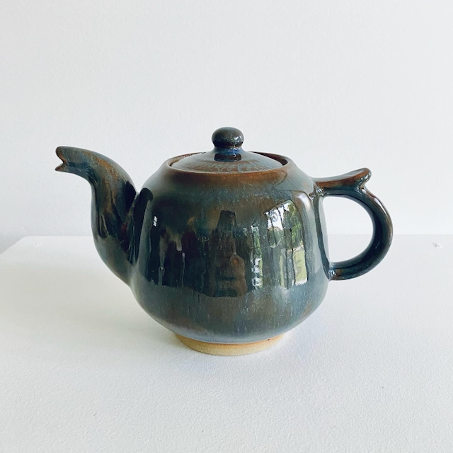 Teapot in Shino blue glaze