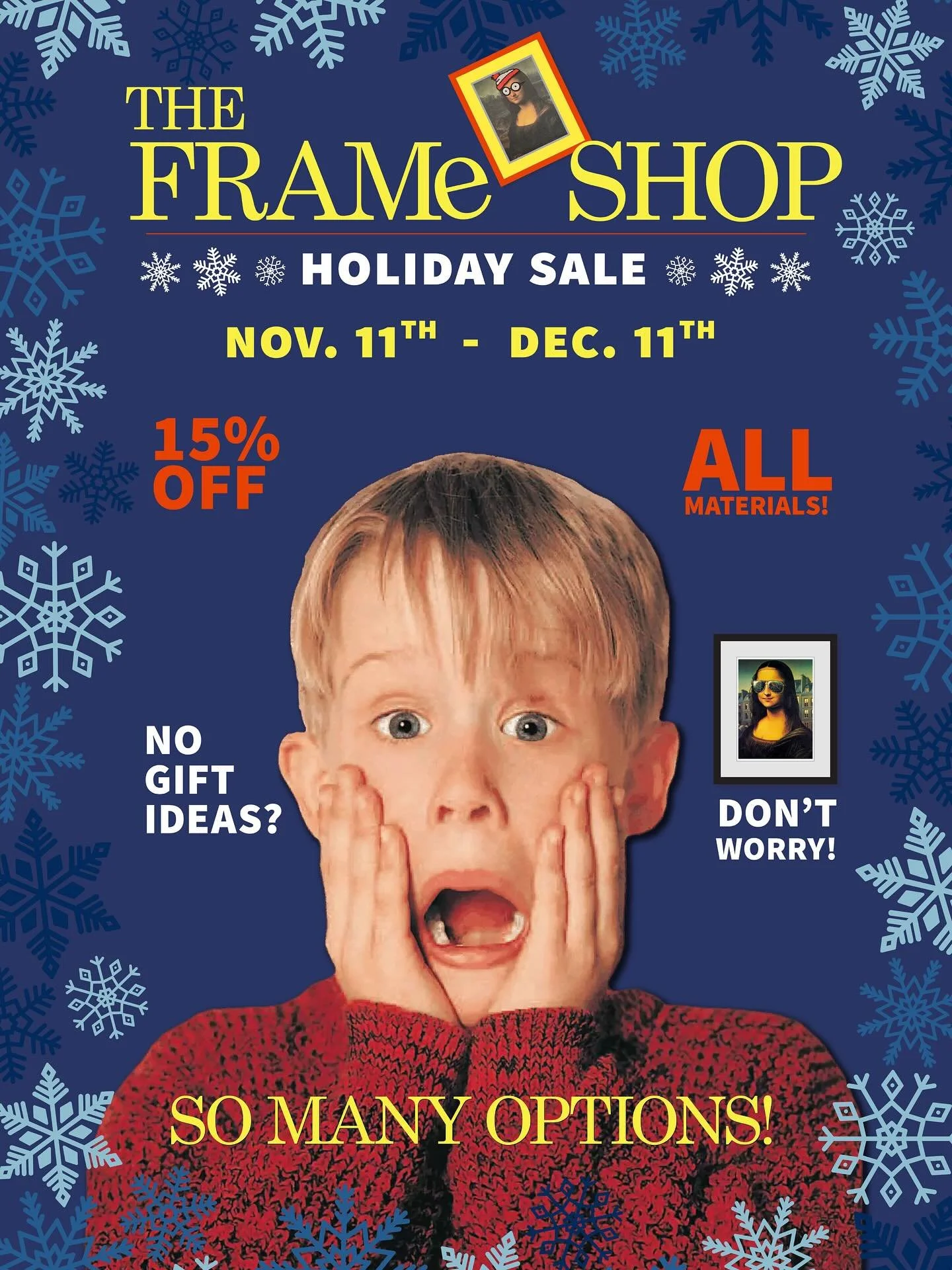 🎁✨ Holiday Framing Sale! ✨🎁
The holidays are just around the corner, and that means it&rsquo;s the perfect time to get those special gifts framed! Custom framing takes a little time, and we want to make sure everything is ready to wrap and give. St