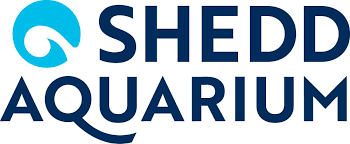 Logo of Shedd Aquarium with a water-themed emblem and text.