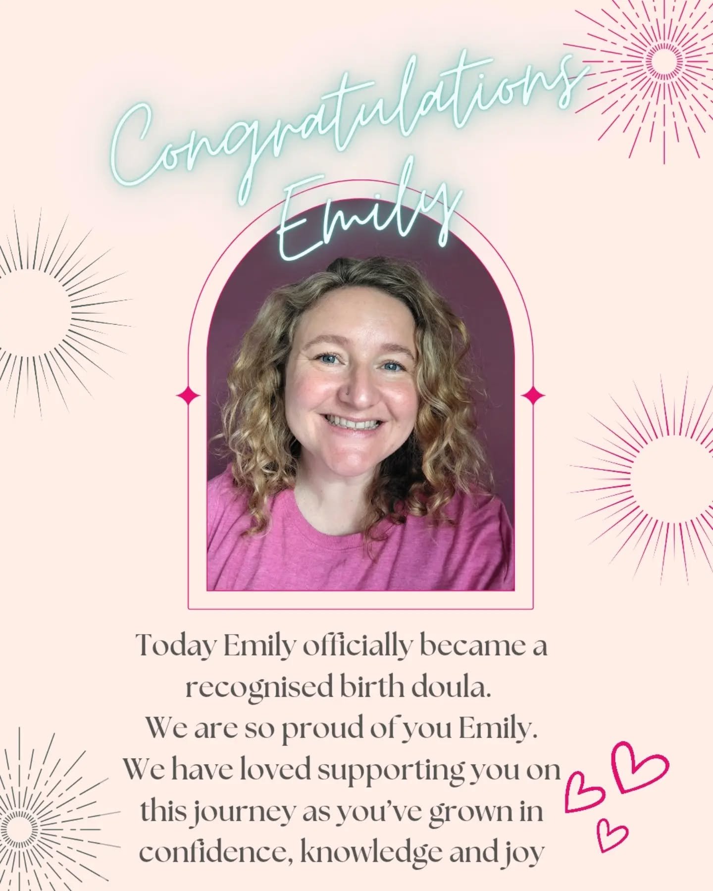Today we get to celebrate Emily, who has grown so much throughout her doula journey 💕

From finding her feet and building her confidence, to developing her knowledge, skills and belief in herself, it has been incredible to watch her blossom.

And pe