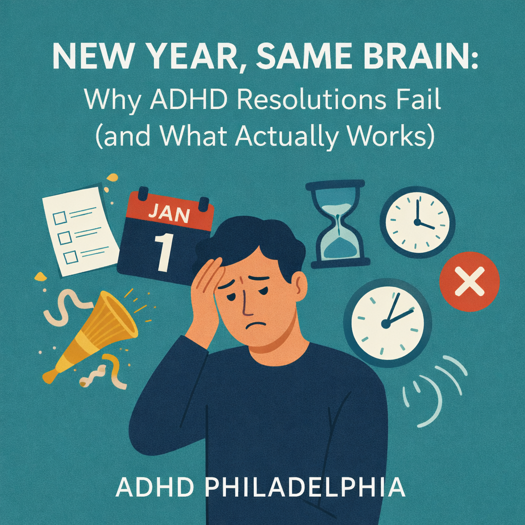 🎆 New Year, Same Brain: Why ADHD Resolutions Fail (and What Actually Works).  By Charles Thornton, PMHNP-BC — ADHD Philadelphia