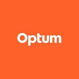 Orange background with white text that says 'Optum'.