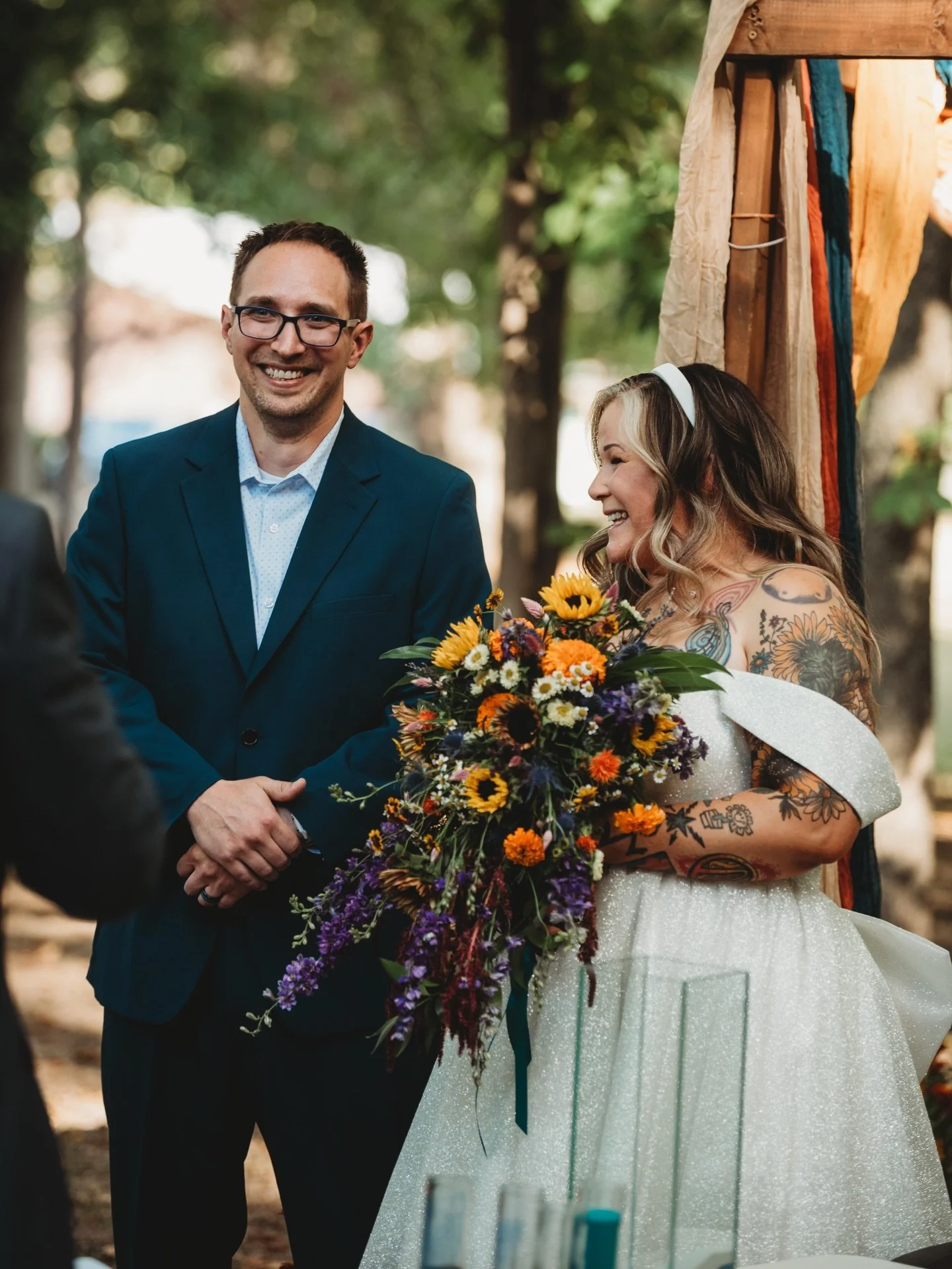 After years of Jessica dyeing my hair blue, purple, pink, and more, it was time to return the love with a bouquet packed with punchy color and personality! We attached this beauty to a CRYSTAL handle, how cool is that!! It was straight out of a magic