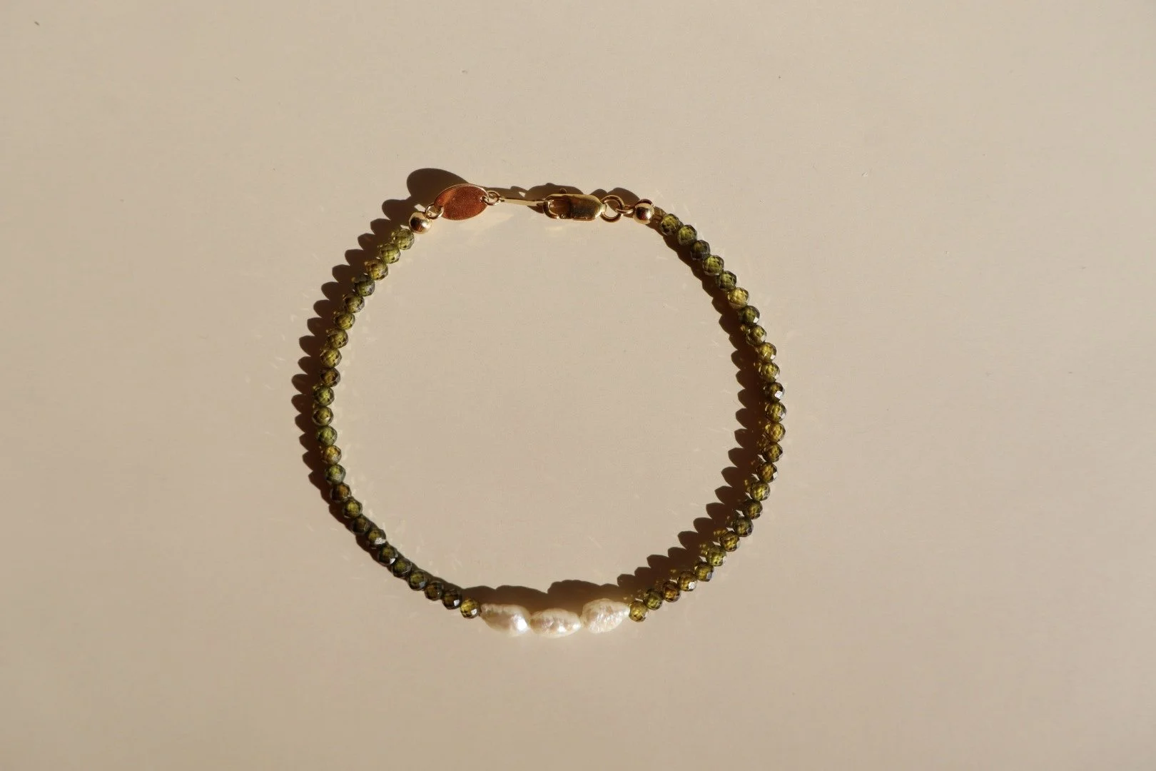 Olive Glass Bead Bracelet